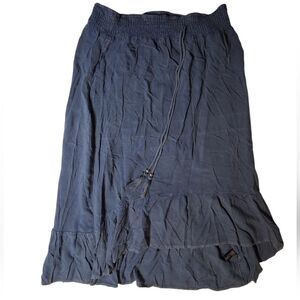 Mlle Gabrielle Blue High-Low Ruffle Maxi Skirt Size Medium Boho Rayon